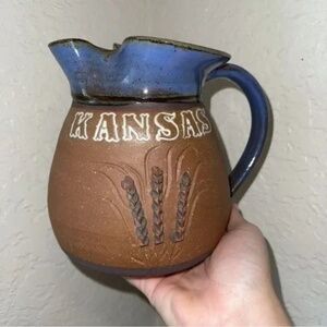 Vintage Hand Thrown Kansas Wheat Flower Vase/Jug